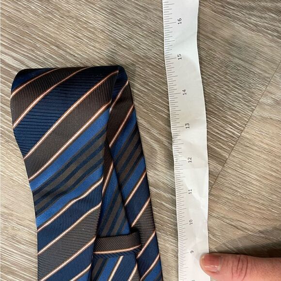 Hugo Boss Pure Silk Black Blue Brown Neck Tie Standart Wide 3 1/2 - Picture 9 of 9